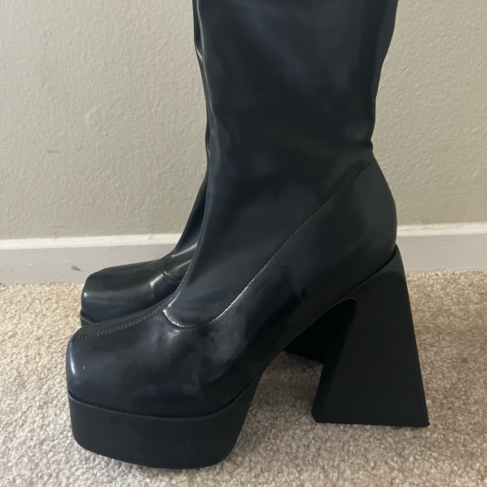 Black statement platform boots